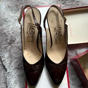 Ferragamo brown heels. 7AA. Good condition.